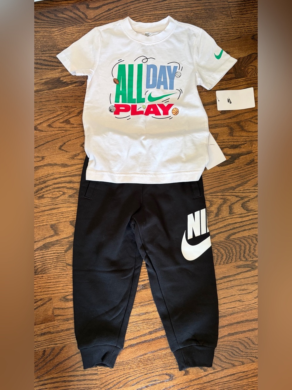 Nike Black Kids Logo Joggers and T-Shirt